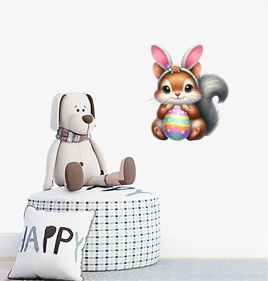 Ostern Streifenhörnchen Blume Ei Wandbild Schlafzimmer bunte Vinyl Aufkleber Abziehbilder a8856