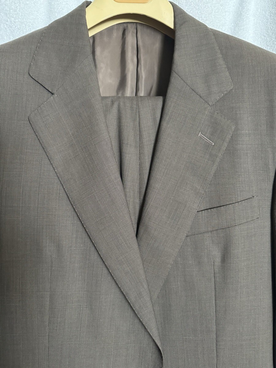 GUCCIのツイードスーツ 583番 100% AUTHENTIC GUCCI MEN FABULOUS BROWN PLAID MEN'S SUIT SIZE 50