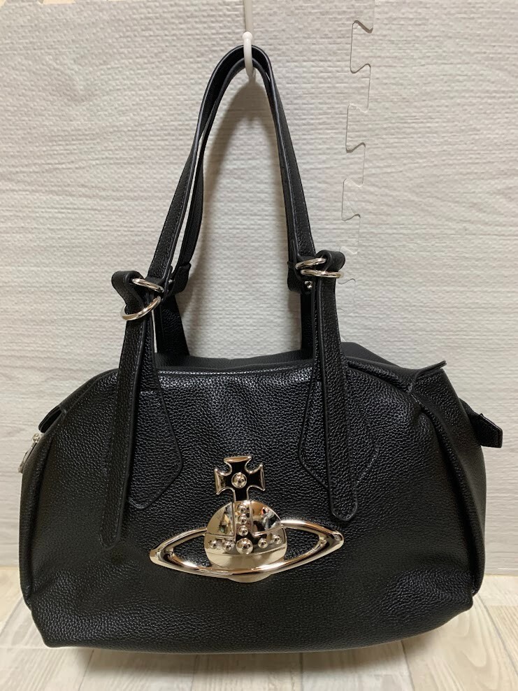 Vivienne Westwood accord Boston bag Tote bag Black Leather Vivienne Westwood accord Boston bag Tote bag Black Leather