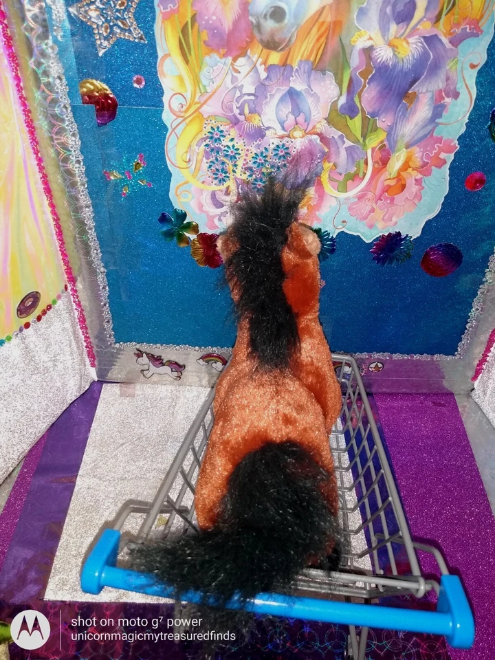 🦄Ganz / Webkinz "Brown Arabian" Horse w/Fluffy Black Mane Tail HM101 10" Plush! - Image 4 of 4