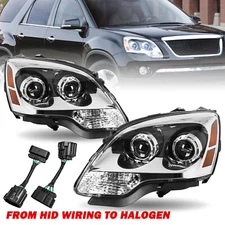 From HID Wiring To HALOGEN For 2007-2012 GMC Acadia Factory Headlights L+R 07-12