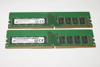 32GB 2 x 16GB Micron MTA18ASF2G72AZ-2G3B1ZK 2Rx8 DDR4-2400MHz ECC UDIMM Memory!