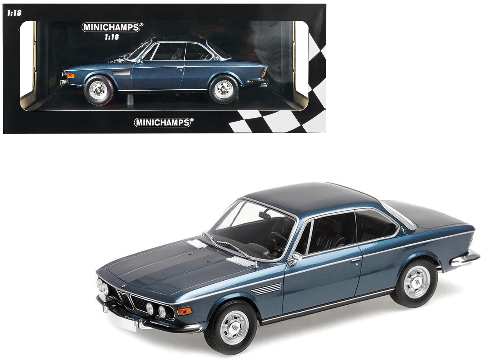 1968 BMW 2800 CS Blue Metallic Limited Edition to 600 1/18 Diecast Model Car
