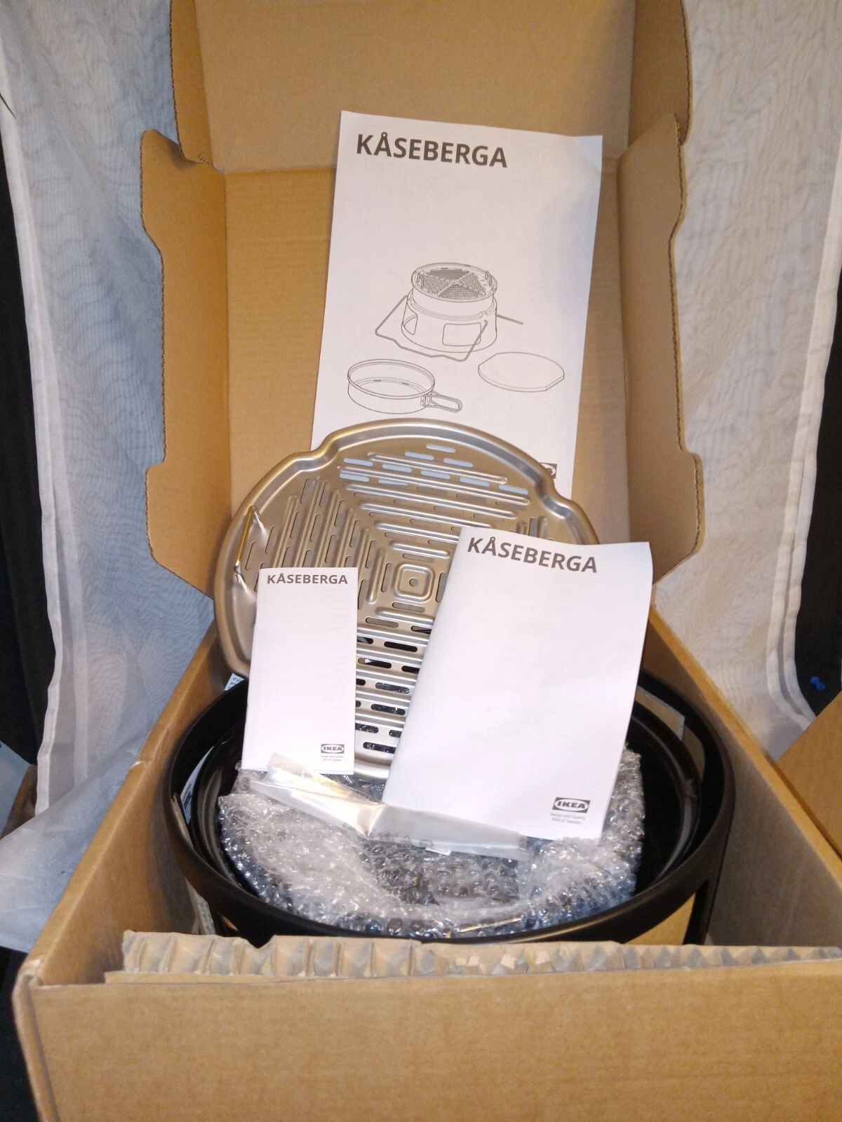 NEW IKEA Kaseberga Portable Charcoal BBQ Barbecue Grill, Black/Steel 105.141.17