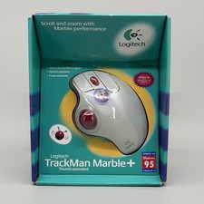 Logitech TrackMan Marble Plus Trackball Mouse USB PS/2 w/ Box, Floppy Guide