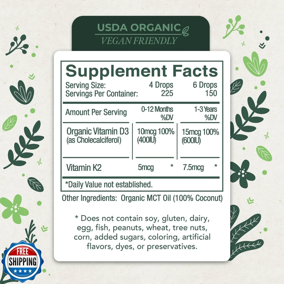 LiveWise Naturals Baby Vitamina D3-K2 Suplemento Líquido, Gotas Vitamínicas para Inf Foto 4 de 4