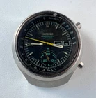 SEIKO 6139-7100 Automatic Chronograph Watch Vintage Mens HELMET Black Dial 17 J