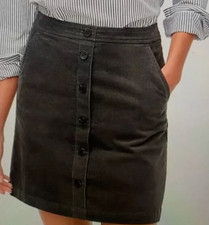 J. Crew Size 8 Gray Corduroy Button Front Zip Back Lined A Line Mini Skirt