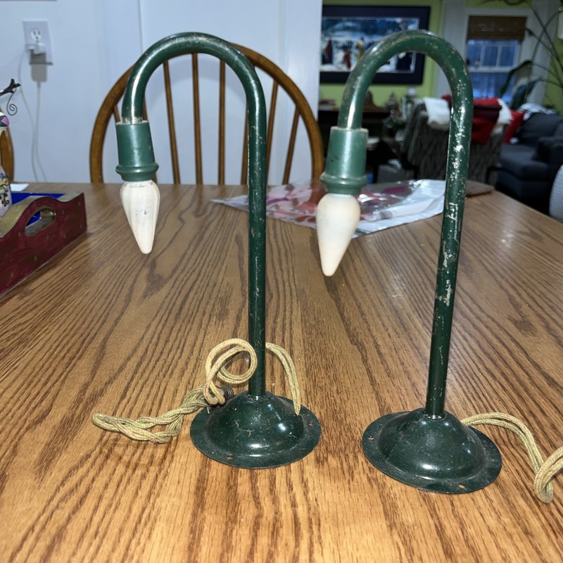 Vintage Metal Prewar Toy Train And Toy Village Street Lights