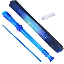 Auteey 8 Hole Soprano Recorder with Cleaning Rod and Bag, Crystal Blue