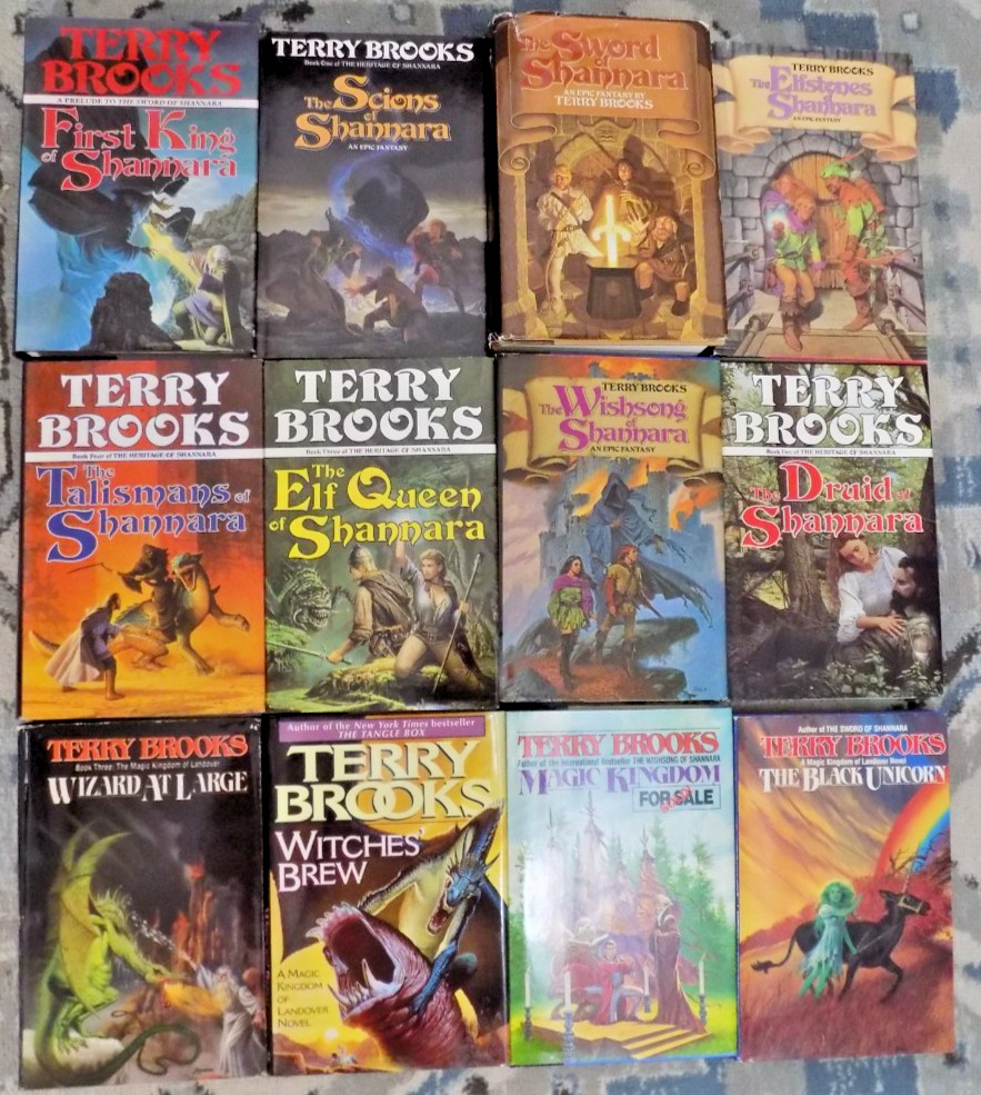 TERRY BROOKS Twelve HARDBACKS with JACKETS Eight  SHANNARA & Four MAGIC KINGDOM