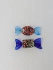 2 Vintage Murano Art Glass Candies Blue Italian Art Glass Figure Candy