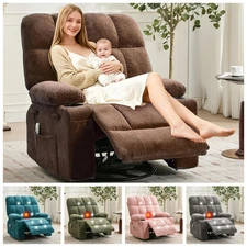 Big&Tall Oversized Massage Recliner w/ Heat, Swivel Rocker Chair for Living Room