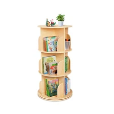 OOOK Kids Rotating Bookshelf, Small Corner Bookshelf for Small Space, 360° 