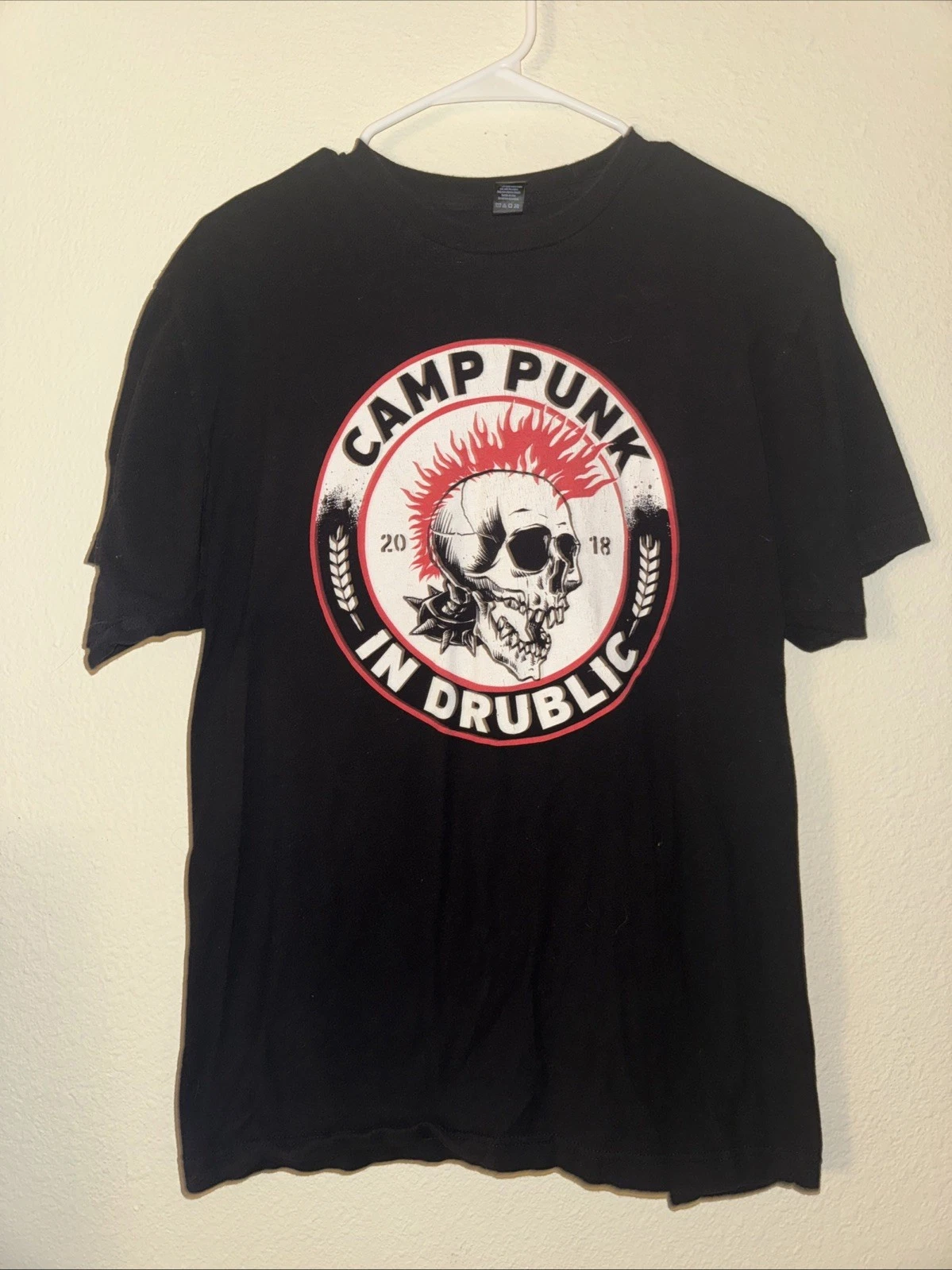 Camp Punk In Drublic 2018 Music Festival Tshirt Black Punk Skull Size L