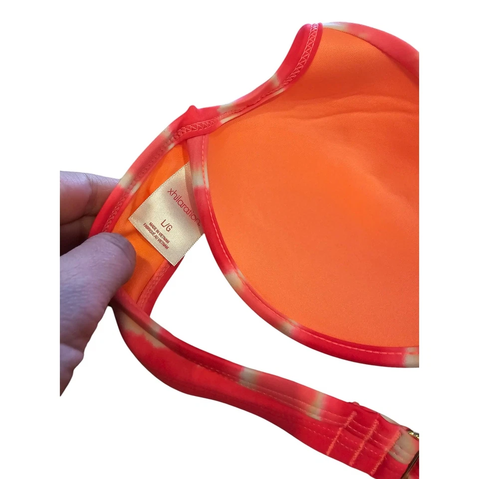 Xhilaration Womens Sz L Bikini Swimsuit Set Pink Tiedye Print Padded Top - Image 4 of 4