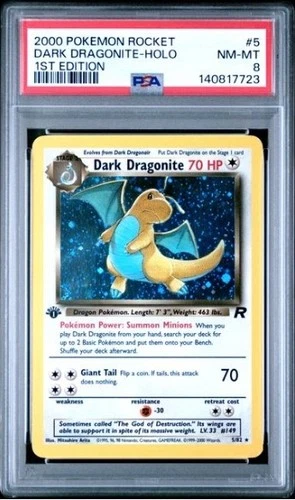 2000 Pokemon Rocket #5 Dark Dragonite Holo 1st Edition PSA 8 (NM-MT)