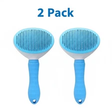 Pet Grooming Brush 2 Pack Set – Self Cleaning Slicker for Dogs & Cats, Easy Use