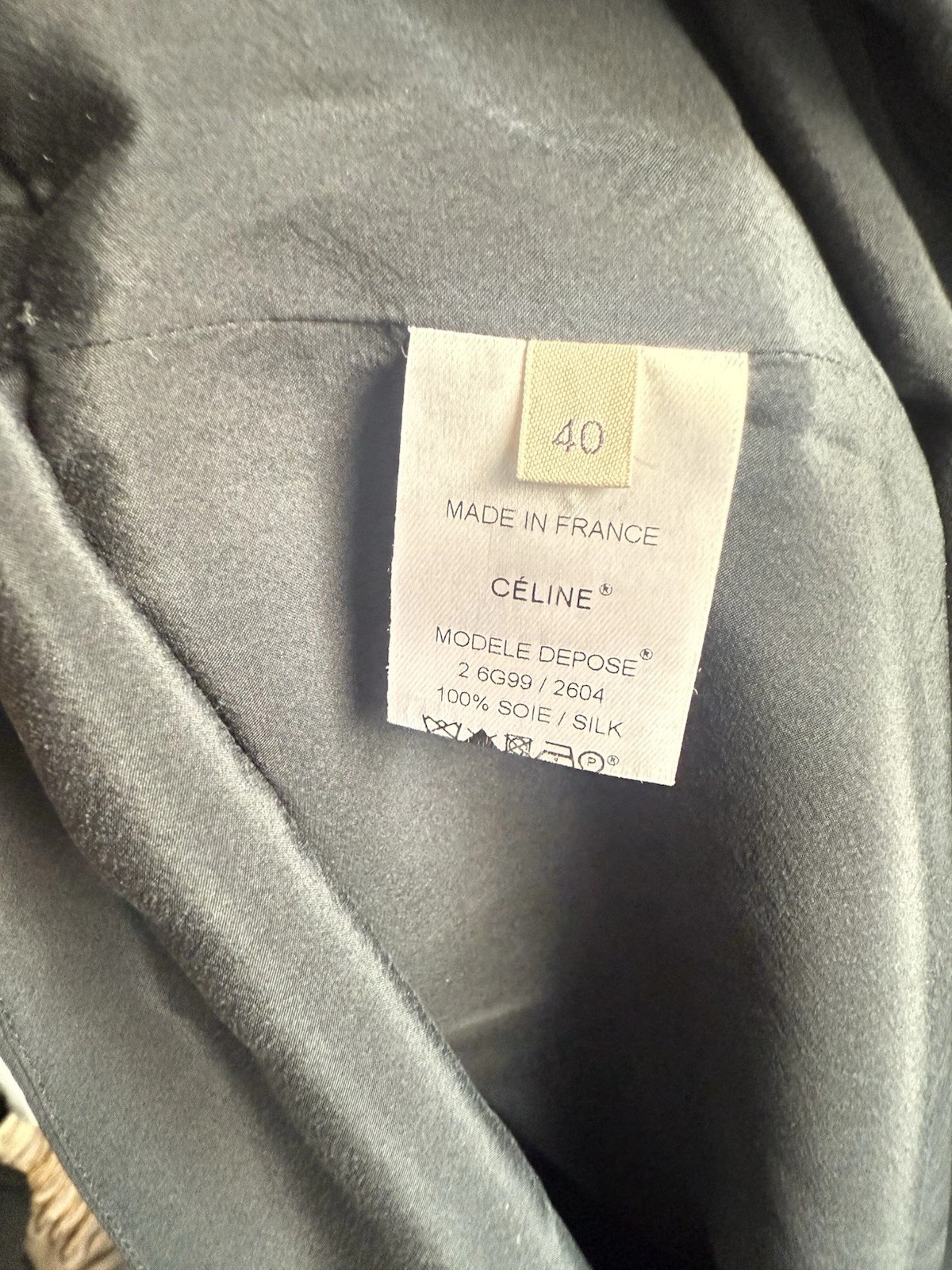 Abito camicia seta Celine grigio indietro