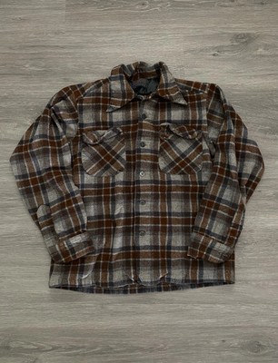 Vintage 80s Pendleton Loop Collar Wool Plaid Button Up Shirt Size XXS Grunge Emo
