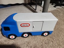 Vtg Little Tikes 23" Semi Truck Ride On Blue Grey Tractor Trailer Big Rig*