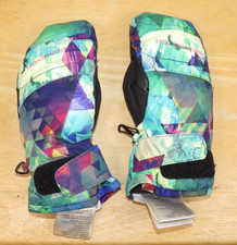 Obermeyer Mittens Insulated Geometric Print Teens Sz Medium Ski Snowboard Gloves