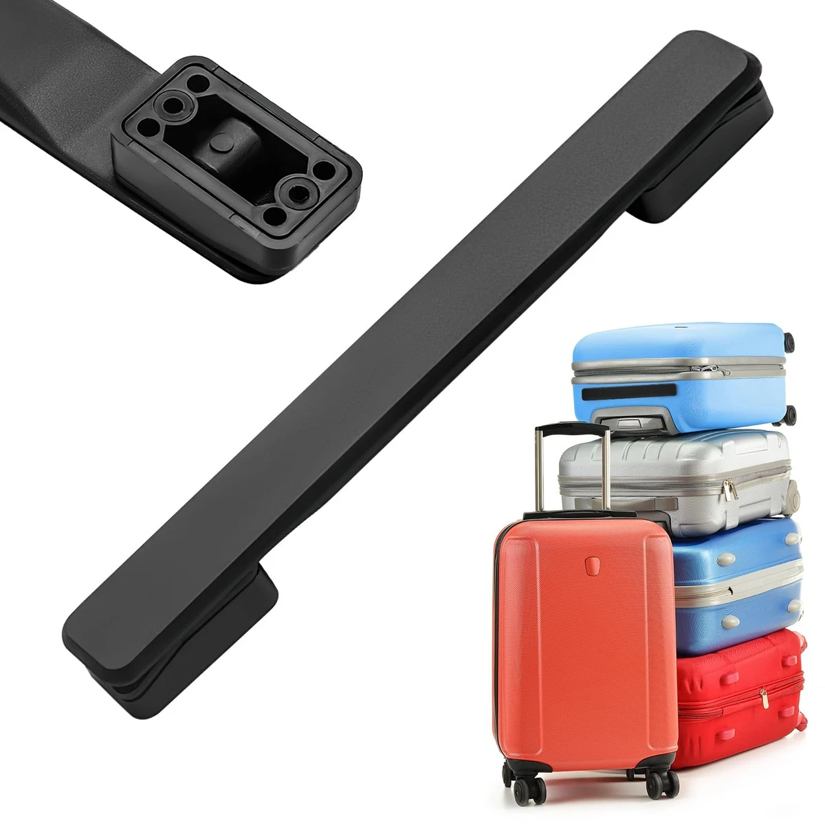 Maniglie Di Ricambio Per Valigie - 2 Pezzi, PVC Nero Con Cappucci In Zinco, Lunghezza 206 Mm, Facili Da Installare