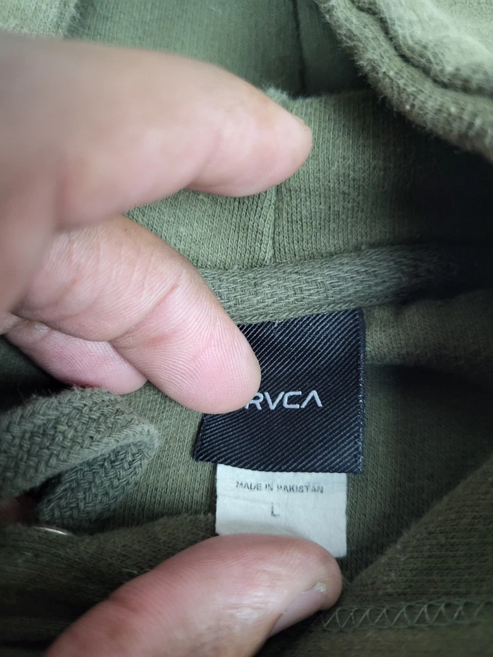 RVCA Hoodie Men Large Green Sweatshirt Drawstring Midweight Outdoor Warm MMA - Image 3 of 4