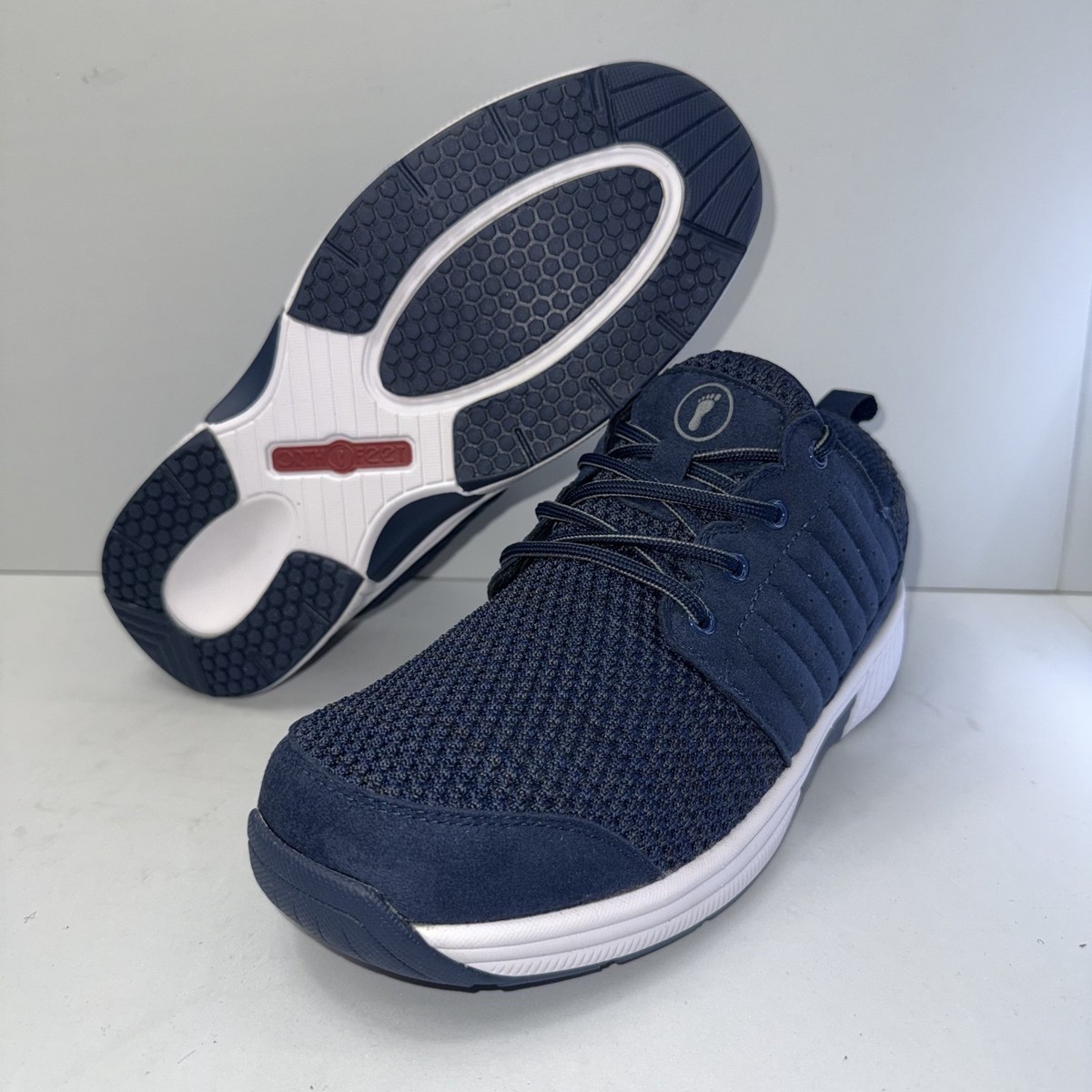 Orthofeet BioFit Mens Blue Silver Mesh Walking Shoes Sneakers Size 10.5 2E Wide Men main image 4