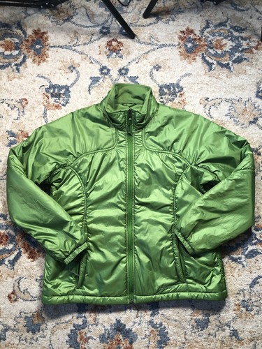 LL Bean Goose Down Quilted Nylon Puffer Jacket Womens Large Green - Picture 1 of 10