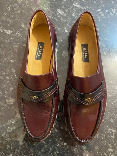 BALLY of Switzerland Burgundy Leather Men's Loafers shoes US 8.5 EUR 42 - Picture 2 of 18