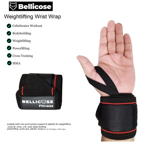 Cinghie da polso nere resistenti per sollevamento pesi impugnatura fitness allenamento palestra - Foto 2 di 4