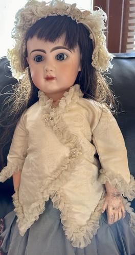 Liebling 24 Zoll antiker Tete Jumeau mit geschlossenem Mund blaue Briefbeschwerer Augen Größe 11 - Bild 2 von 18