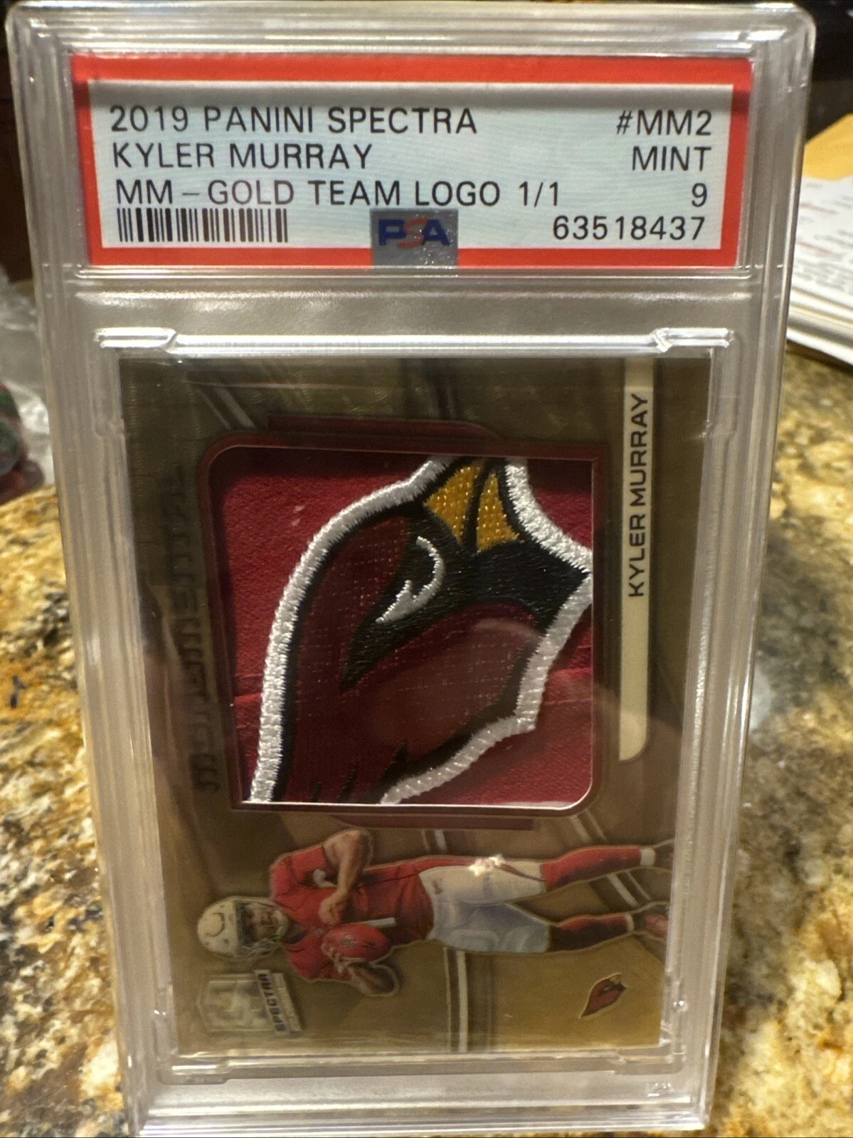 Kyler Murray Panini Spectra Monumental Memorabilia #MM2 Gold Team Logo 1/1