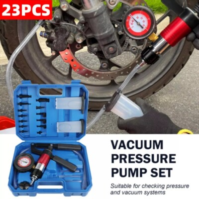#ad Hand Held Vacuum Pressure Pump Tester Set Brake Fluid Bleeder Bleeding Kit Box $29.99
