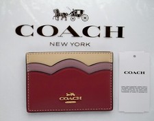   COACH Women's Petal Card Coin Case Smooth Leather Light Raspberry Multi CW923