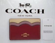 ❤ COACH Women's Petal Card Coin Case Smooth Leather Light Raspberry Multi CW923