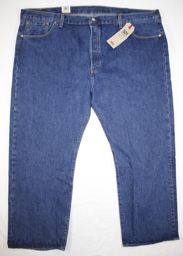 New Levi's 501 Original Fit Button Fly Jeans 100% Cotton Med Wash Mens B&T 50x30