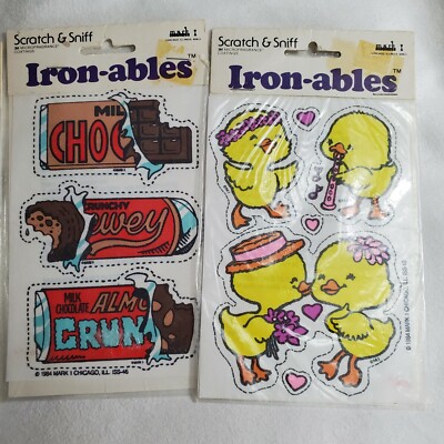 Vintage Scratch & Sniff Iron-Ables Unopened 4 total packs