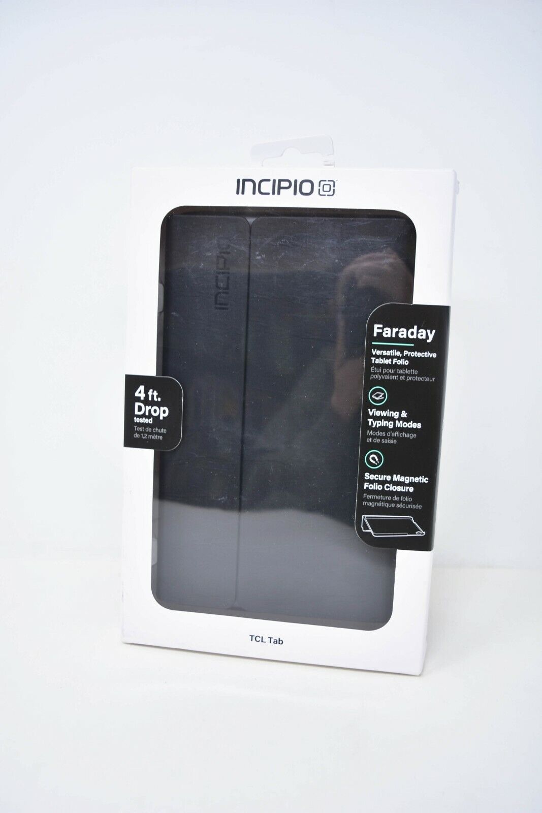 Incipio Faraday Leather Folio Case for TCL Tab 8 - Black - NEW !!!