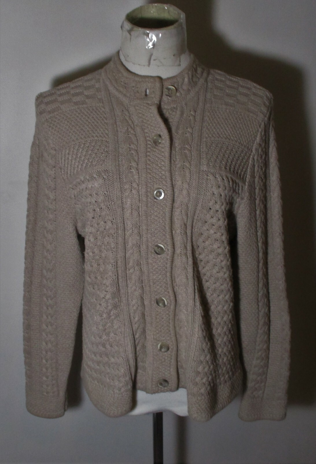 Women's L.L. BEAN Taupe Cable Knit 