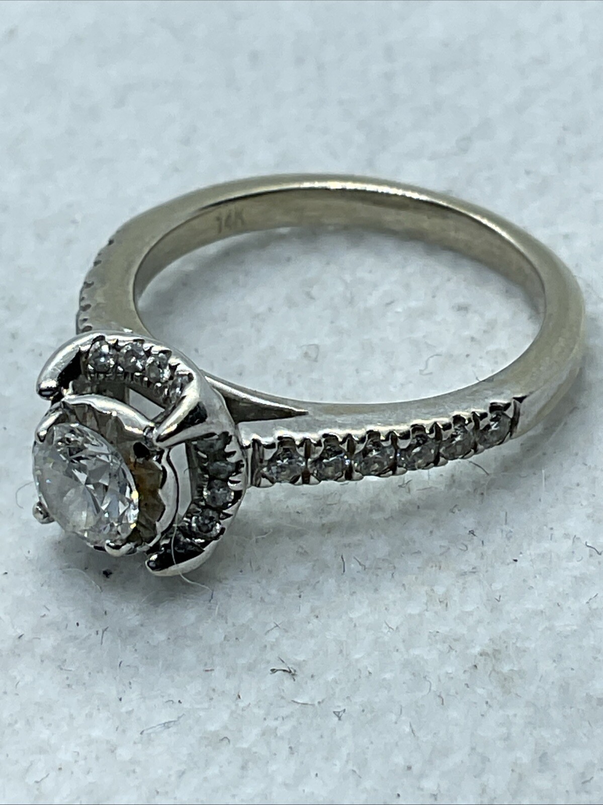 CUTE Solid 14K White Gold Solitaire Round & Accen… - image 10