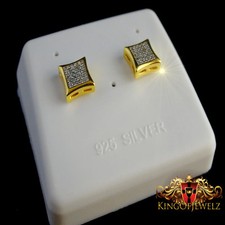 GENUINE REAL 0.10 CTW DIAMOND STUD KITE SHAPE SCREW BACKS YELLOW GOLD FINISH