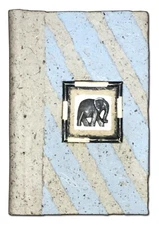 Handmade Paper Journal w/ Stone Elephant 6x8.5 Notebook Diary Recycled Unique