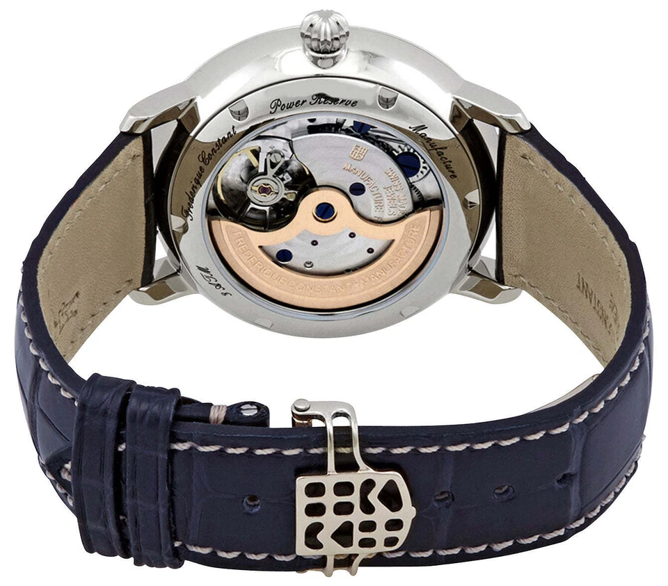 Frederique Constant Slimline Automatic Blue Leather Date Mens Watch FC-723NR3S6 - Image 3 of 3