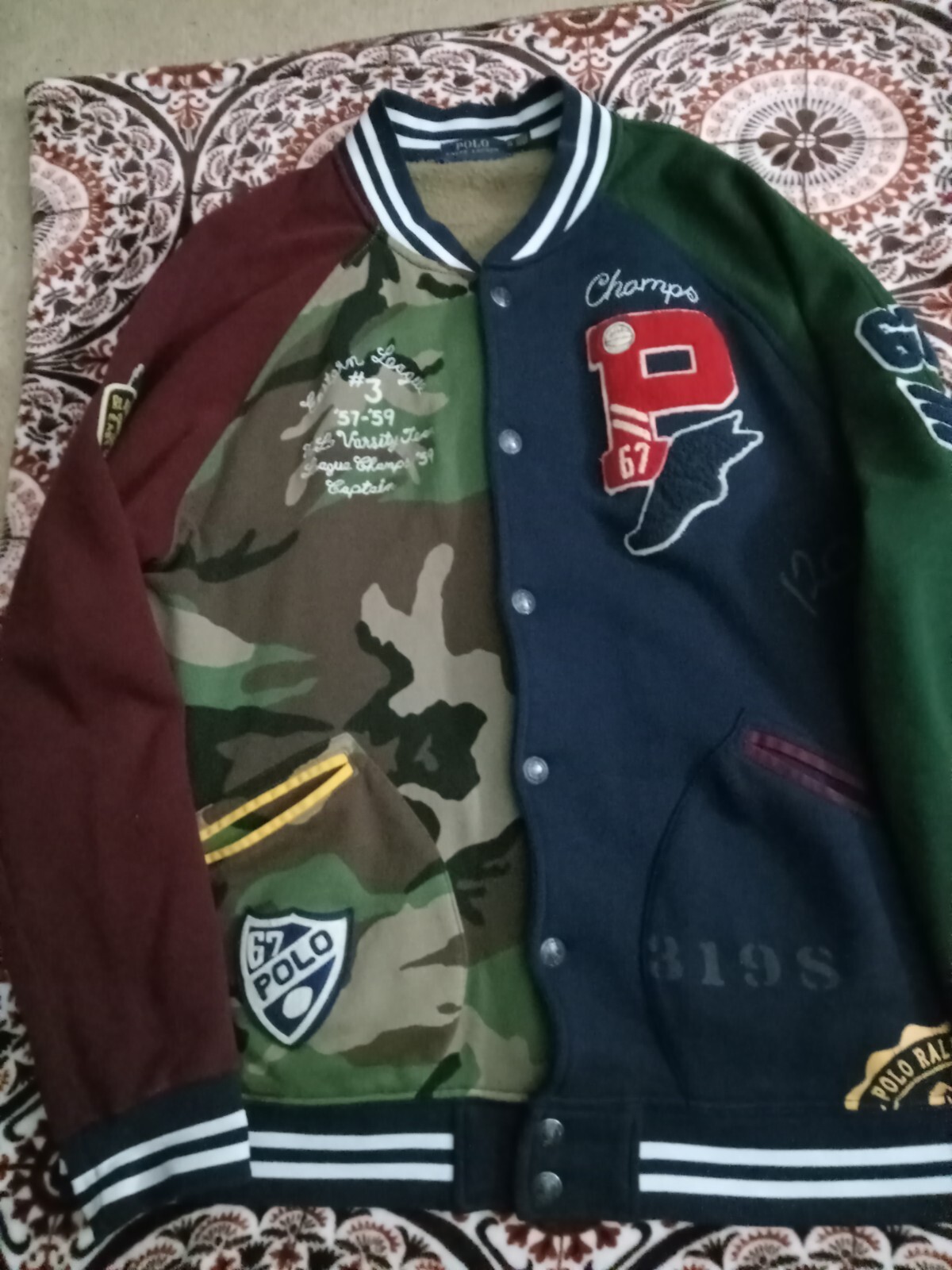 ralph lauren varsity patchwork stadium jacket xl - image 1