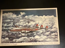 TWA Constellation In Flight Kodachrome Postcard 3.5"x5.5" Trans World Airline