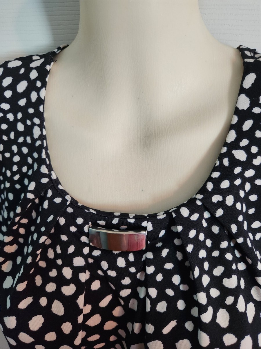 Studio Works Polka Dot Short Sleeve Black White Stylish