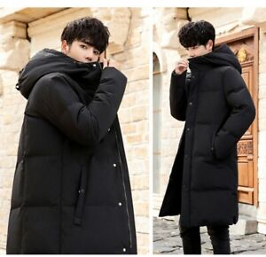 Men's Korean Duck Down Overcoat Trench Coat Winter Outwear Jacket Warm Hooded