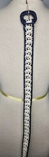 VTG 1950s Blue White Woven Belt Mid-Century